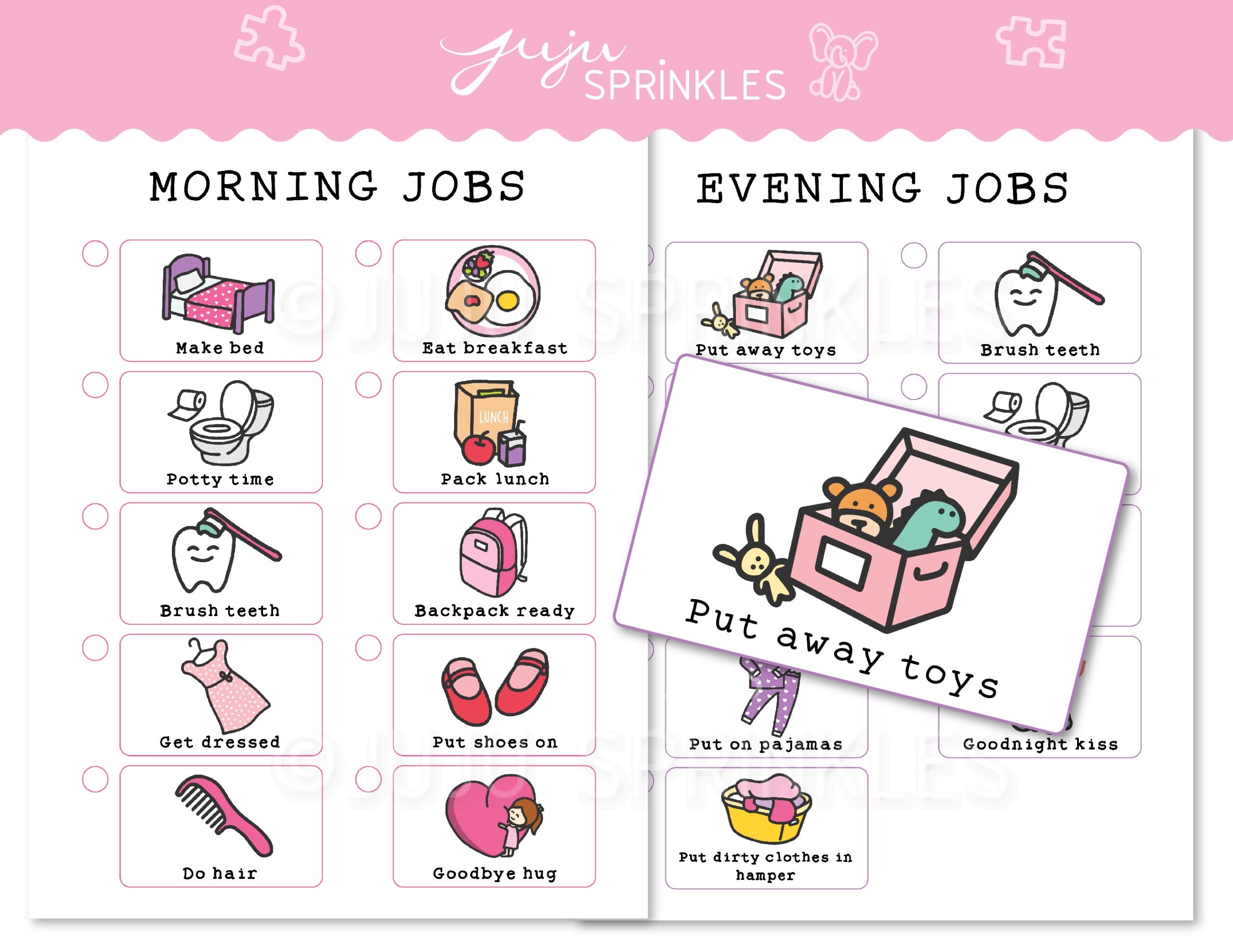 Kids Chore Chart Printable Pink Juju Sprinkles