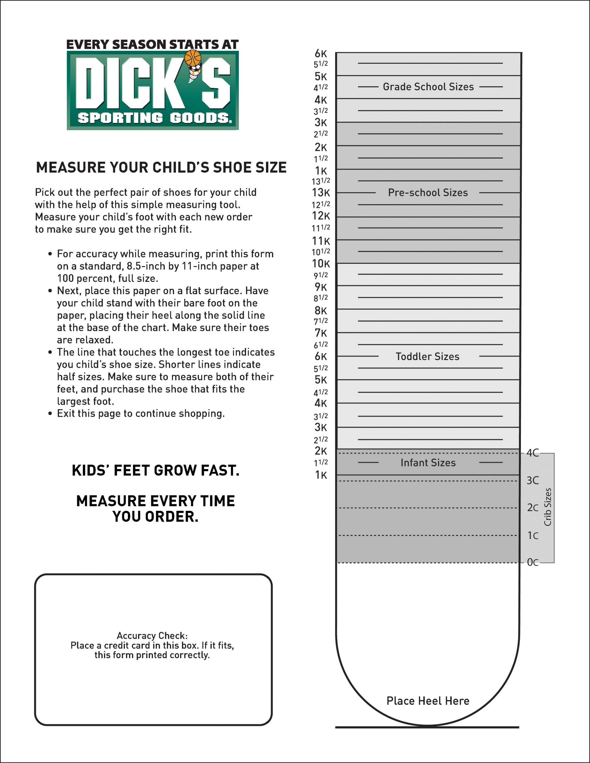 Medium Child 2025 Authentic Size Chart