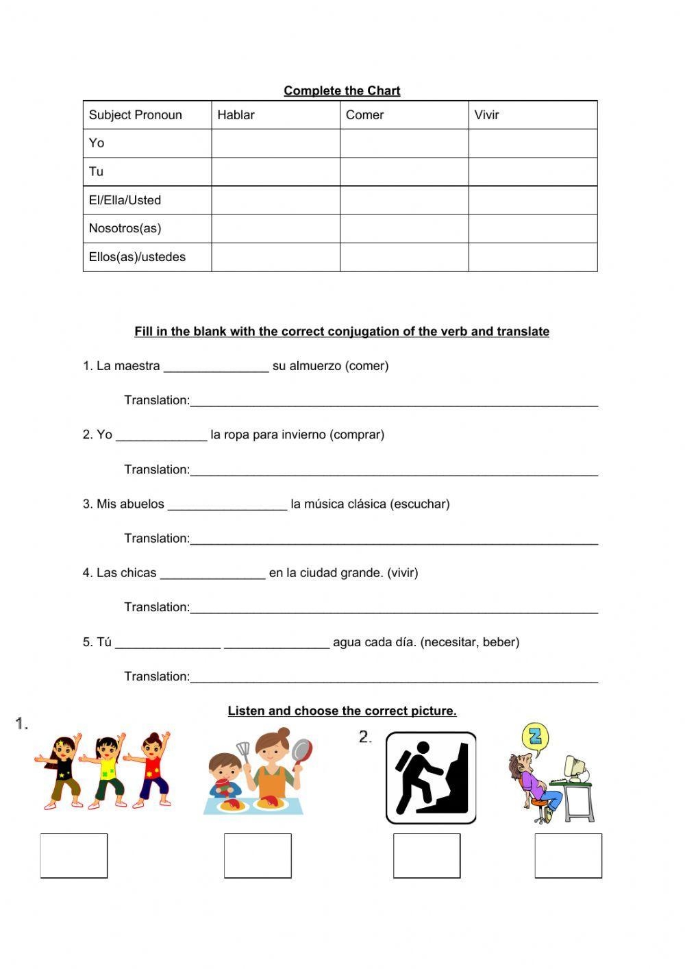 Printable Spanish Conjugation Chart