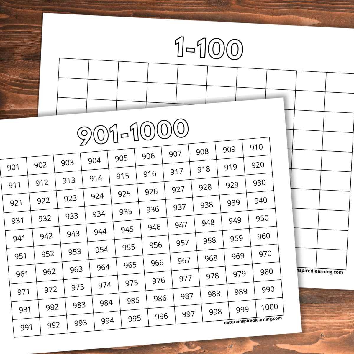 1 To 1000 Number Chart Printable
