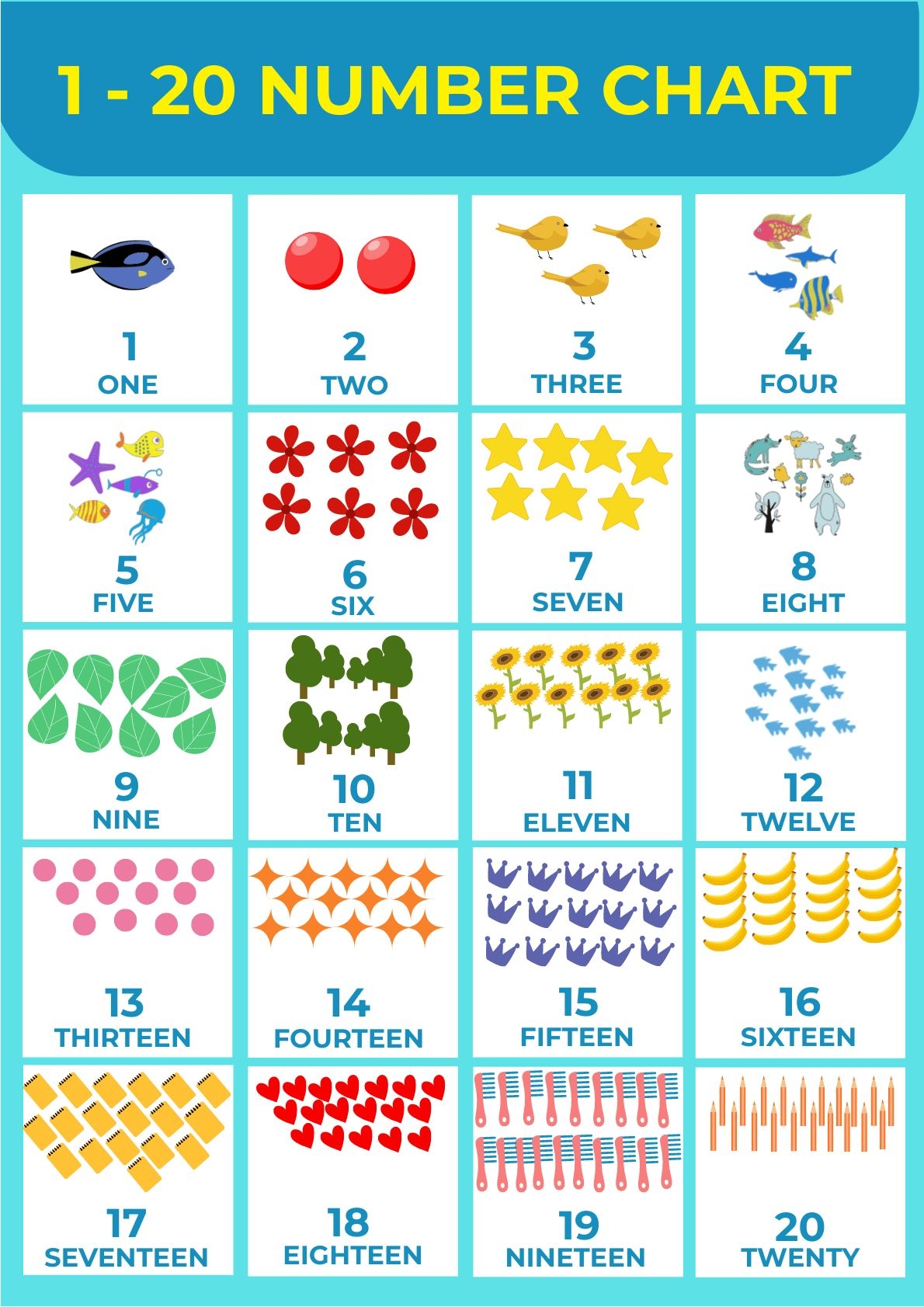 1 20 Number Chart In Illustrator PDF Download Template