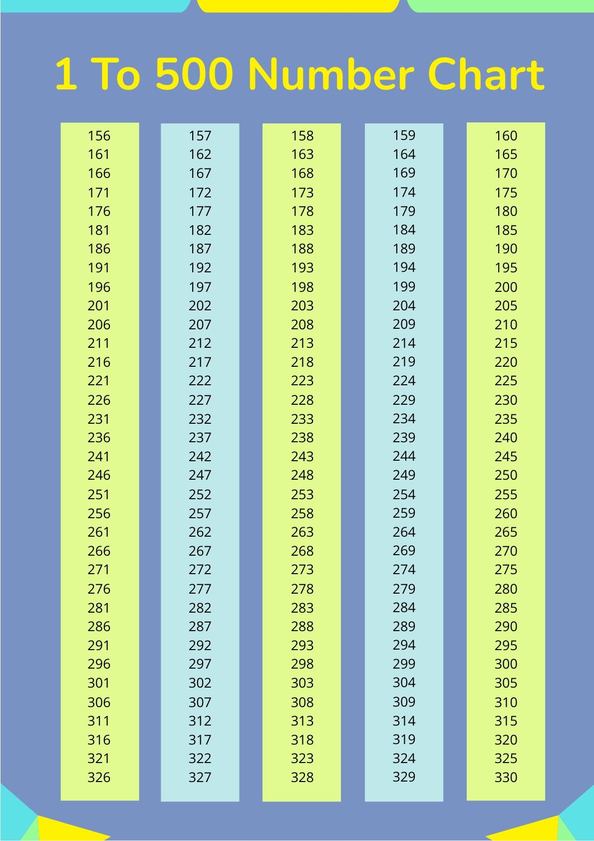 Number Chart 1 500 Printable