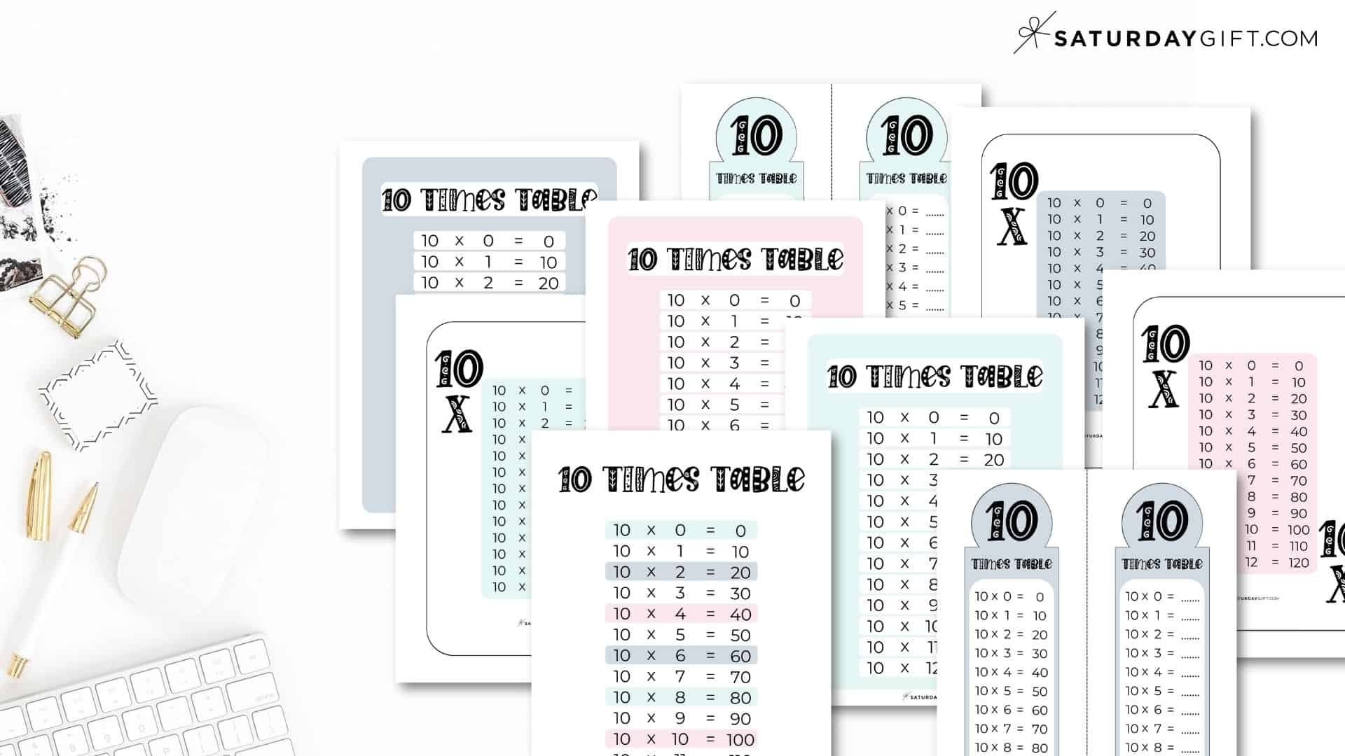 10 Times Table Chart 15 Cute Free Printables SaturdayGift