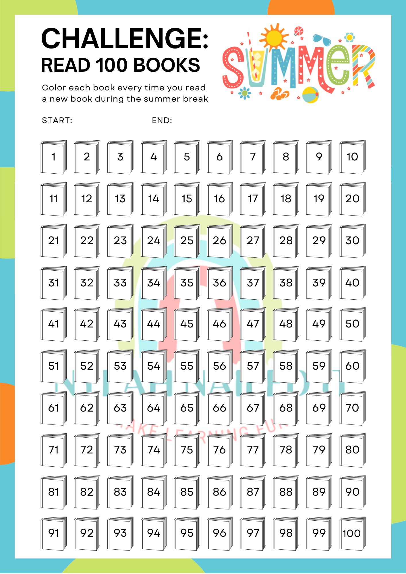 100 Book Challenge Free Download NYLAH NAILED IT