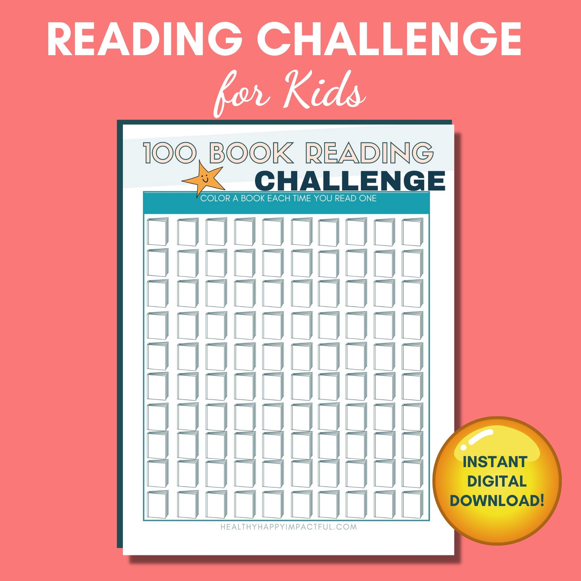100 Book Challenge Printable Summer Reading Log Reading Journal Summer Reading Challenge Etsy