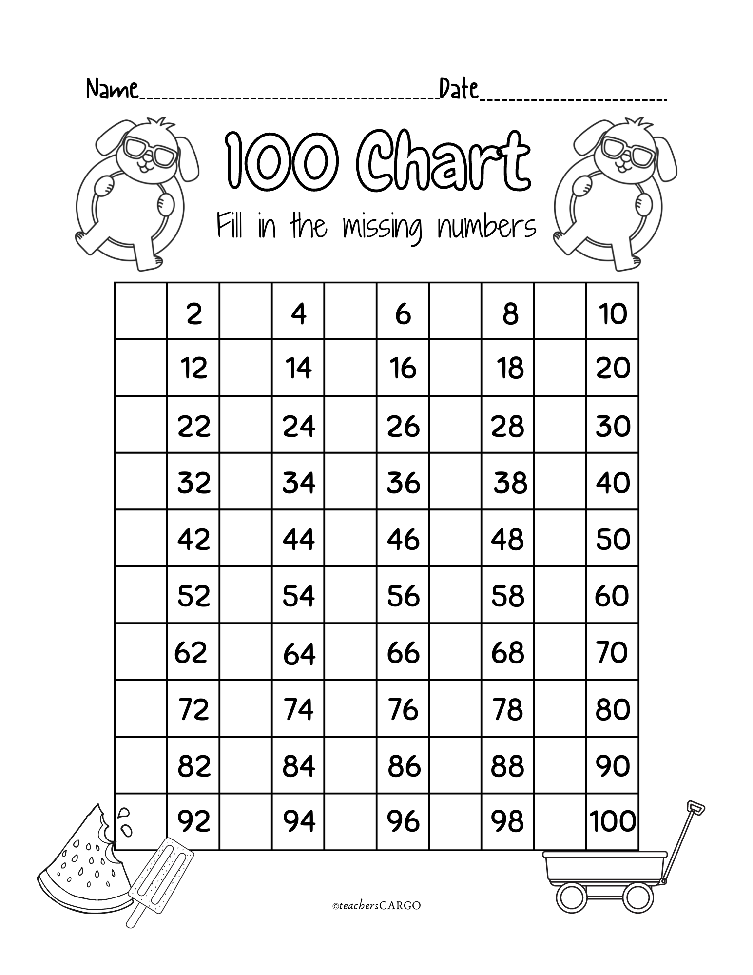 100 Chart Missing Number Fill In The Missing Numbers Worksheet Made By Teachers 100 Chart Missing Number Fill In The Missing Numbers Worksheet Made By Teachers