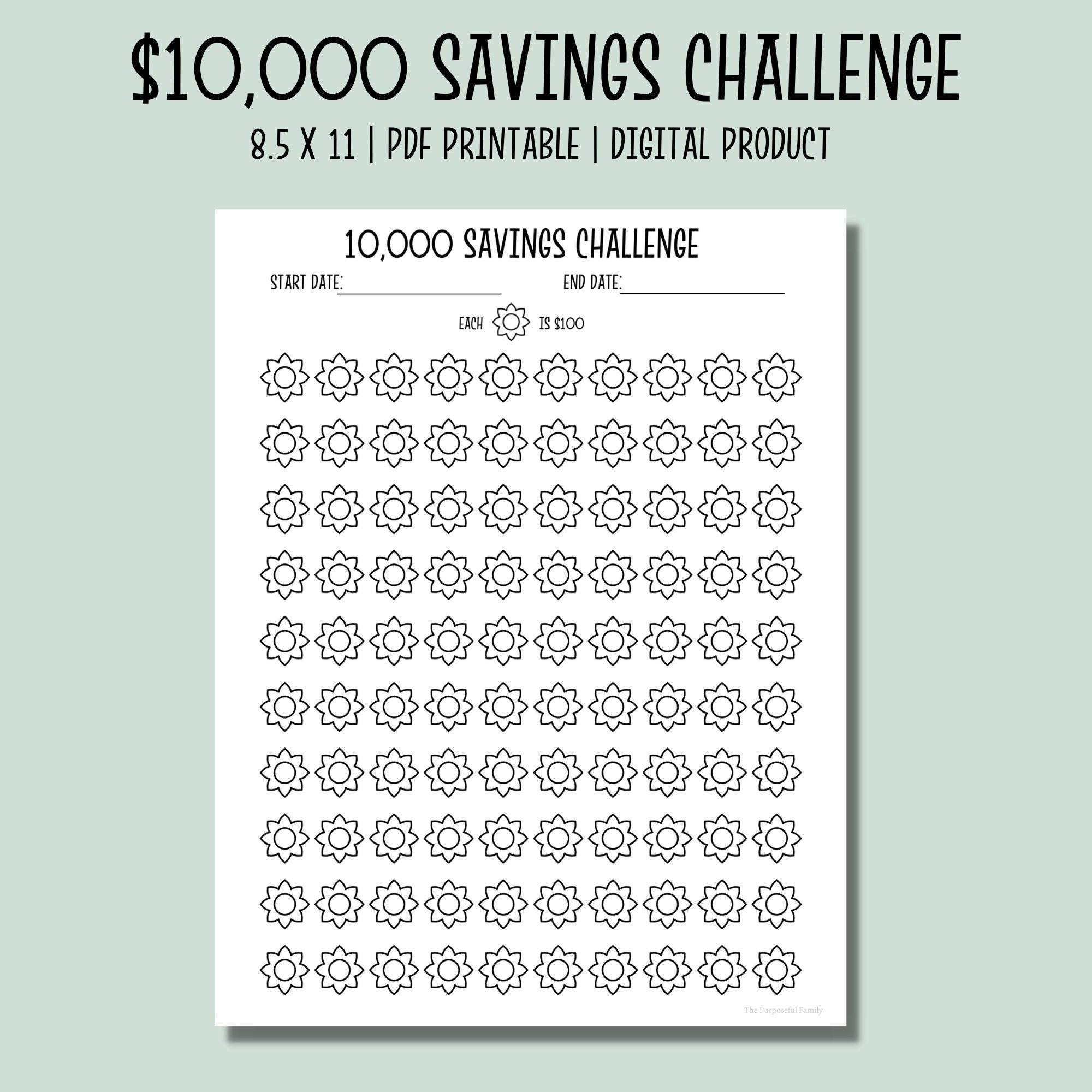 10000 Savings Chart Etsy