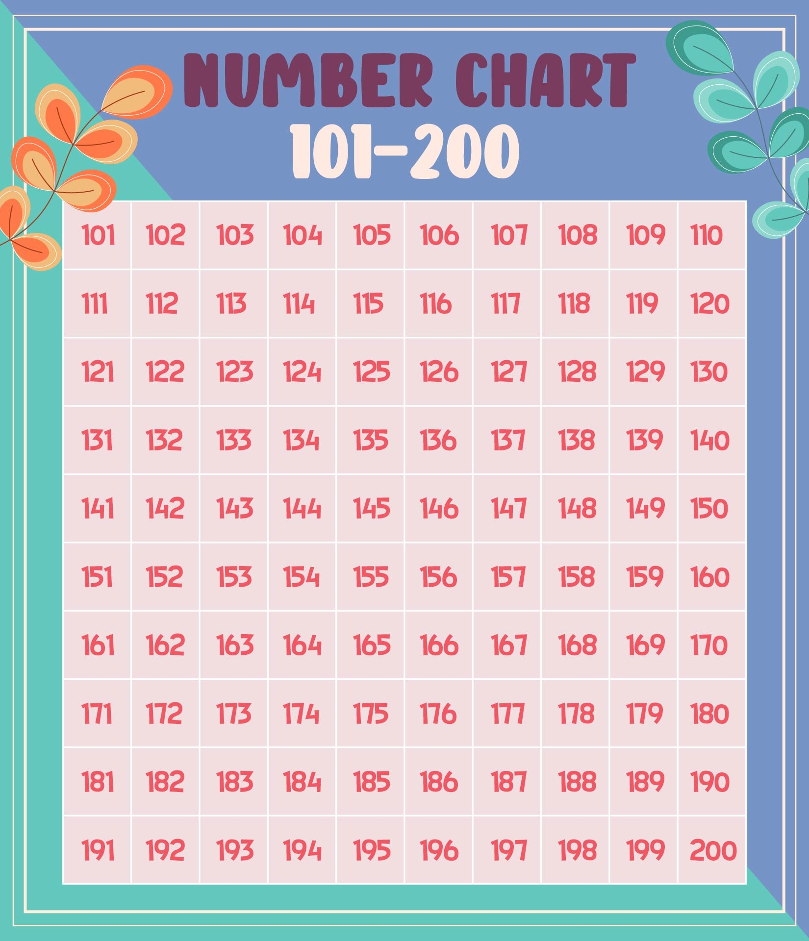 101 To 200 Chart 10 Free PDF Printables Printablee
