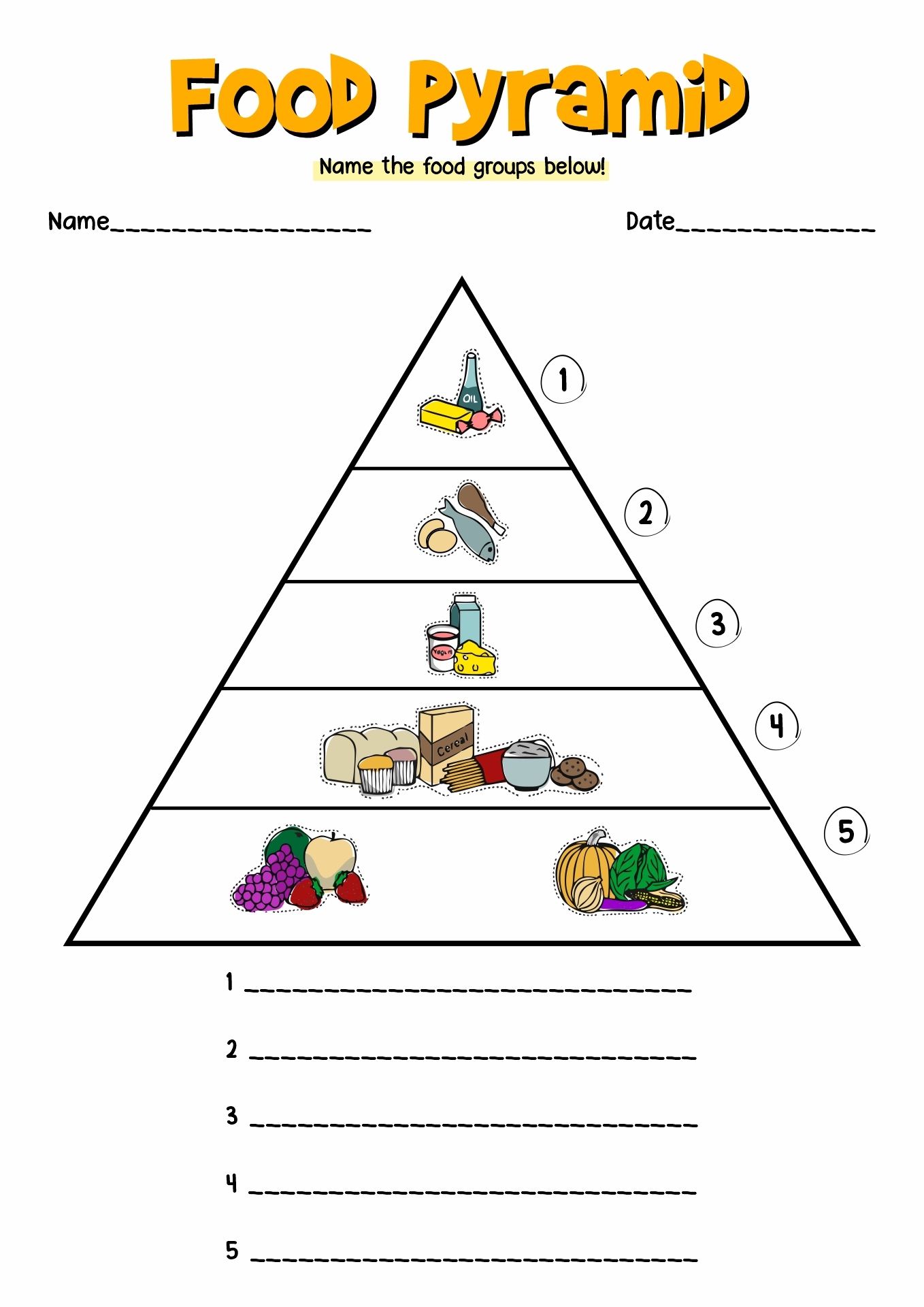 15 5 Food Groups Worksheet Free PDF At Worksheeto