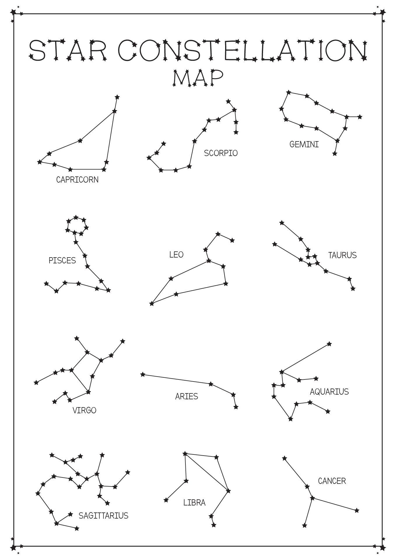 Constellation Chart Printable Constellation Chart Printable
