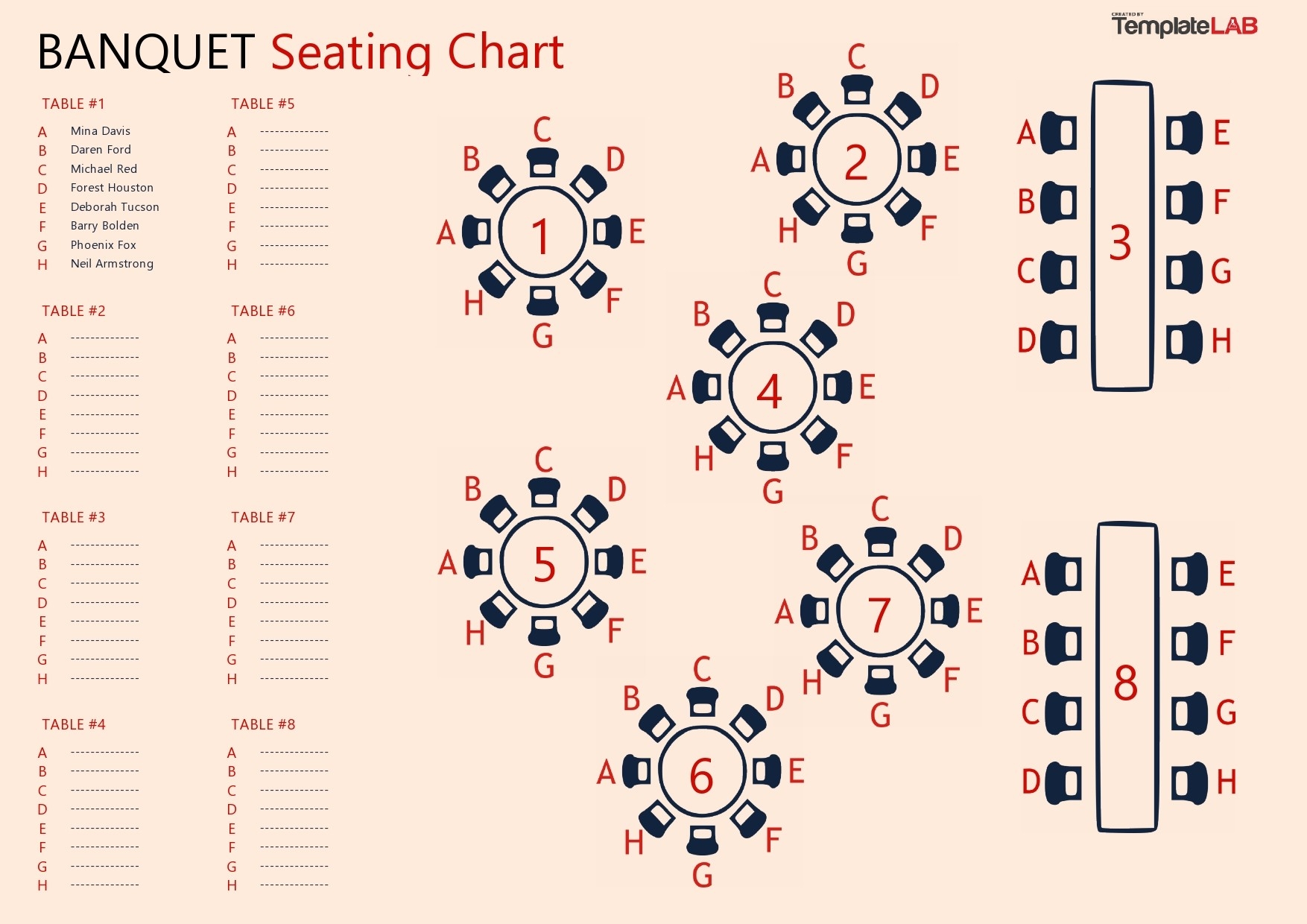Printable Round Table Seating Chart Template