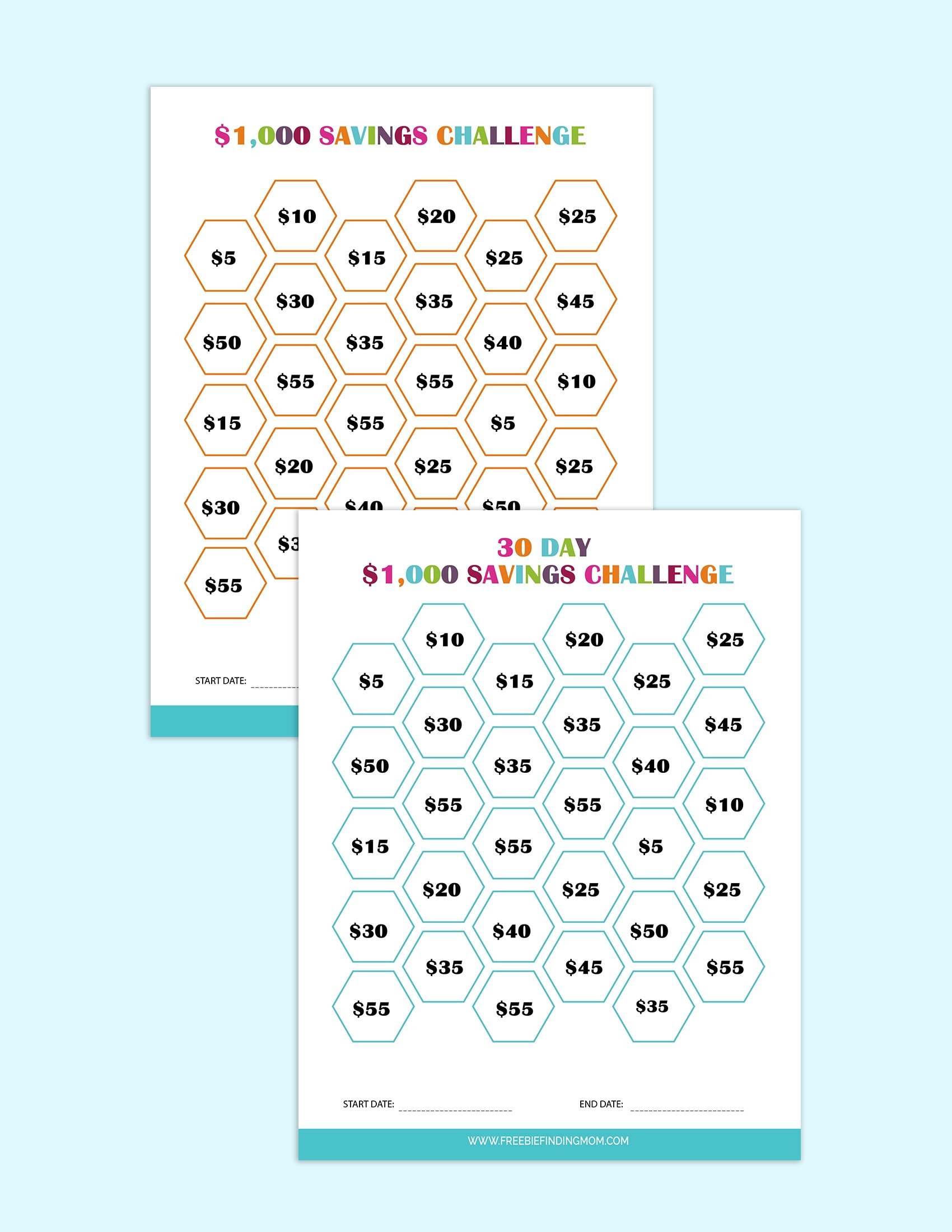 2 Printable Money Saving Challenges
