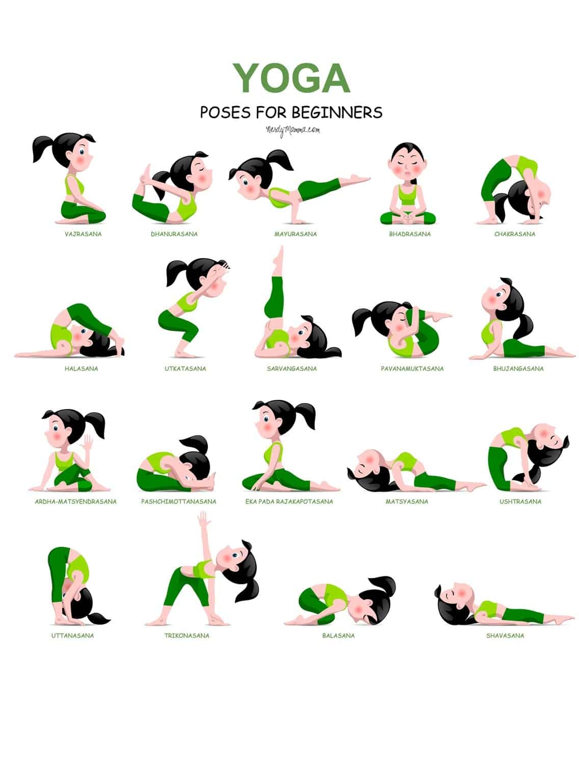 20 Easy Yoga Poses For Beginners with A Free Printable Nerdy Mamma 20 Easy Yoga Poses For Beginners with A Free Printable Nerdy Mamma