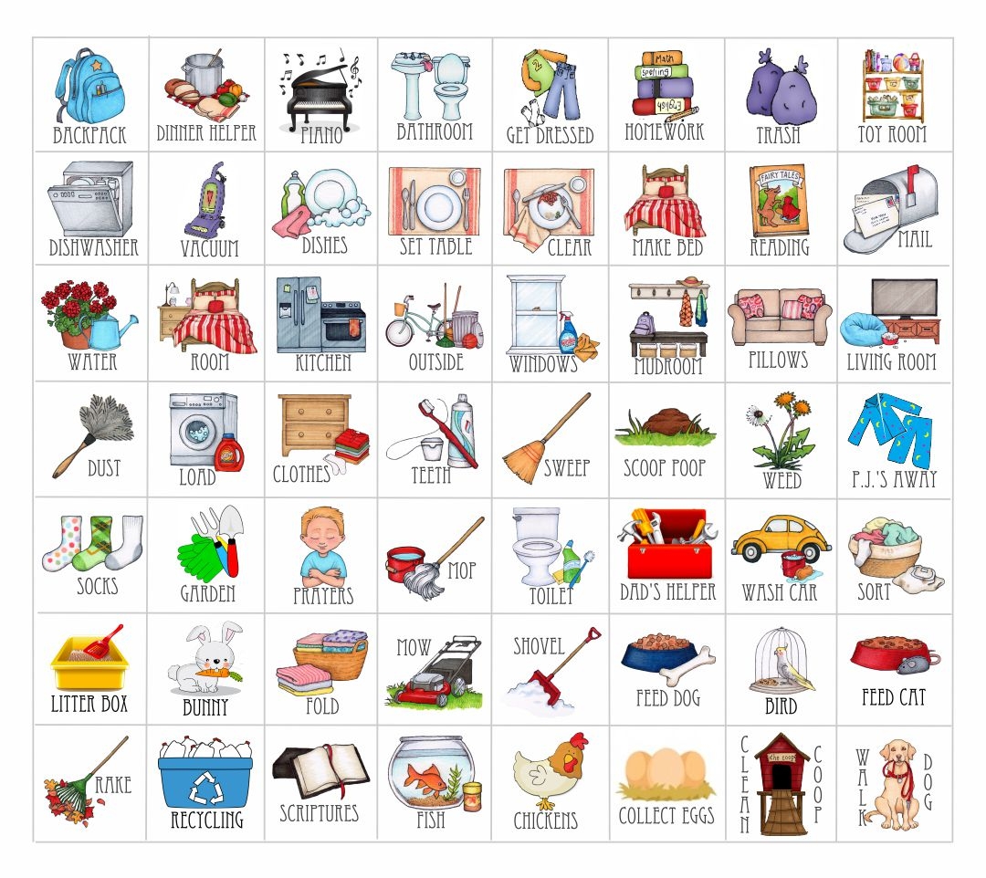 Free Printable Chore Charts With Pictures