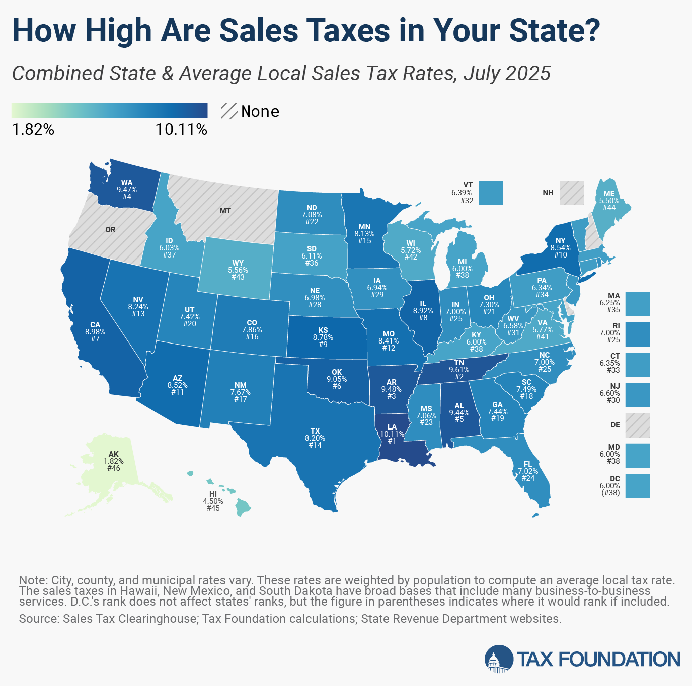 2025 Sales Tax Rates Sales Taxes By State
