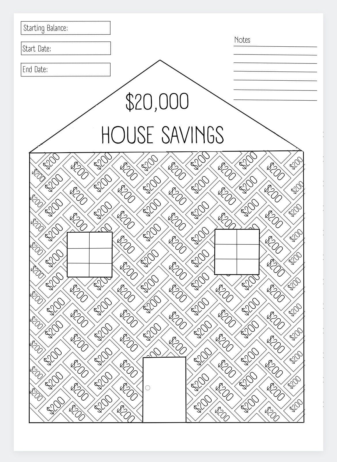 20k House Savings Challenge Home Downpayment Tracker Etsy