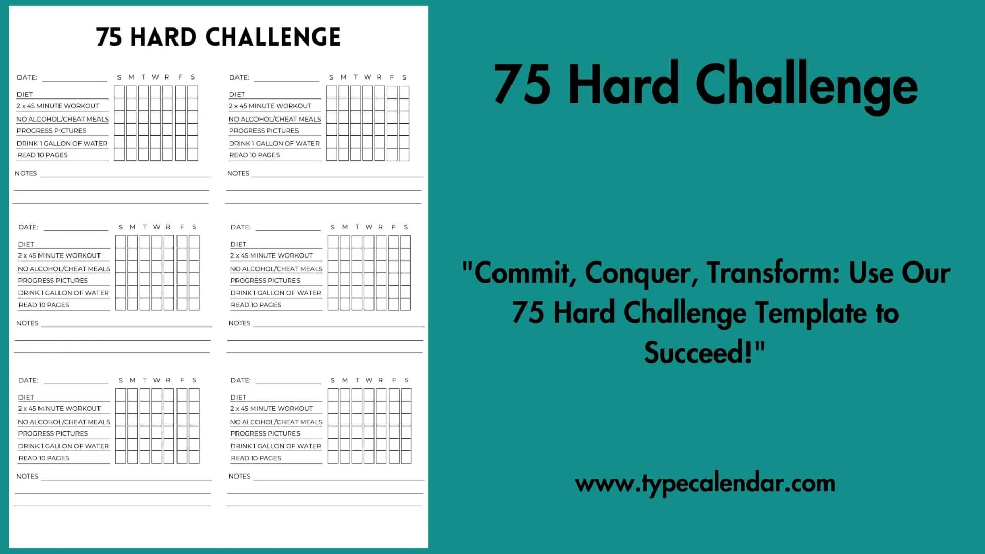 22 Free Printable 75 Hard Challenge Templates PDF Word 