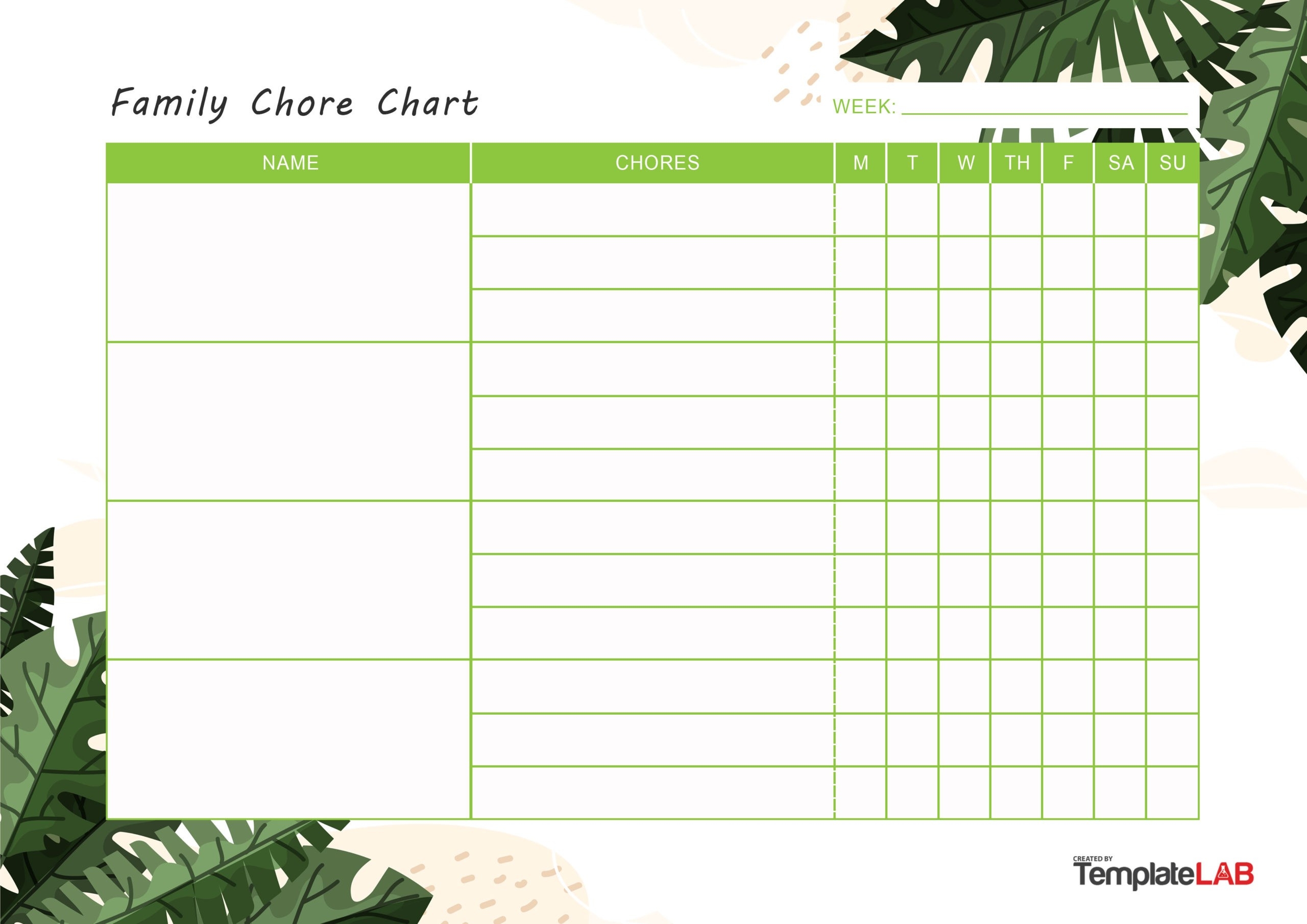 Free Printable Family Chore Chart Template