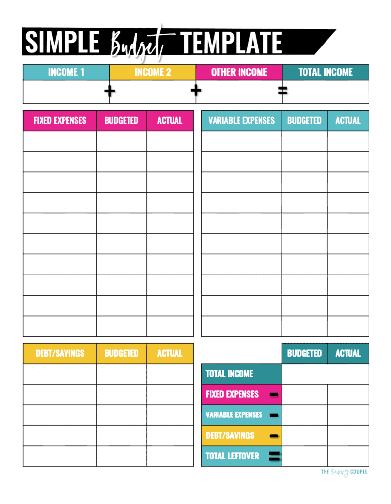 Monthly Budget Chart Printable Monthly Budget Chart Printable