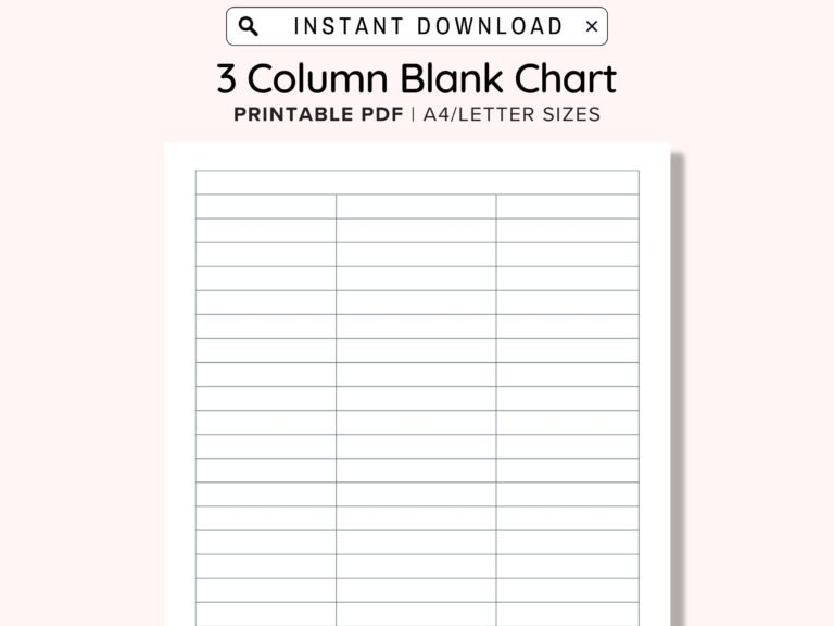 3 Blank Columns Chart Text Input Print And Write Printable Digital 