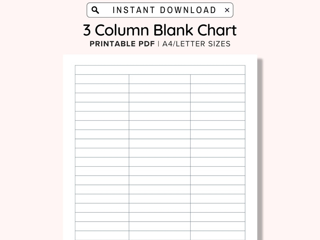 3 Blank Columns Chart Text Input Print And Write Printable Digital Download Blank Column Template Printable Columns Columns W Title PDF Etsy UK