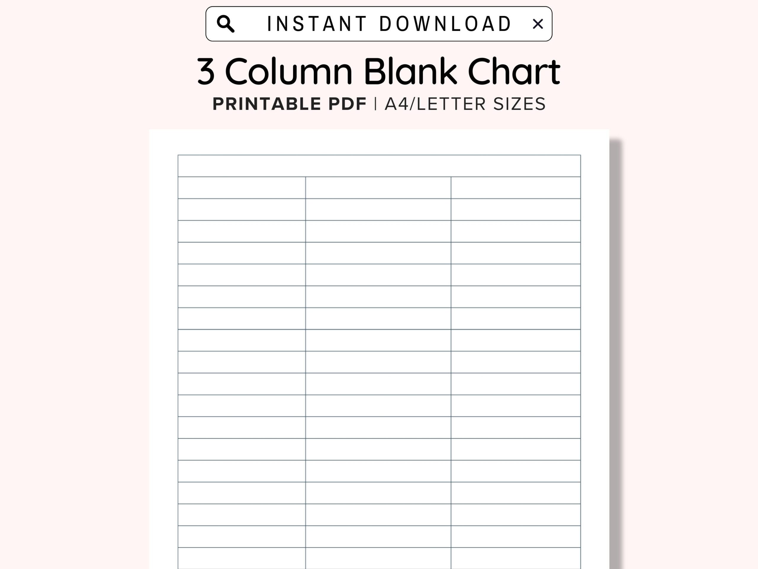 3 Blank Columns Chart Text Input Print And Write Printable Digital 