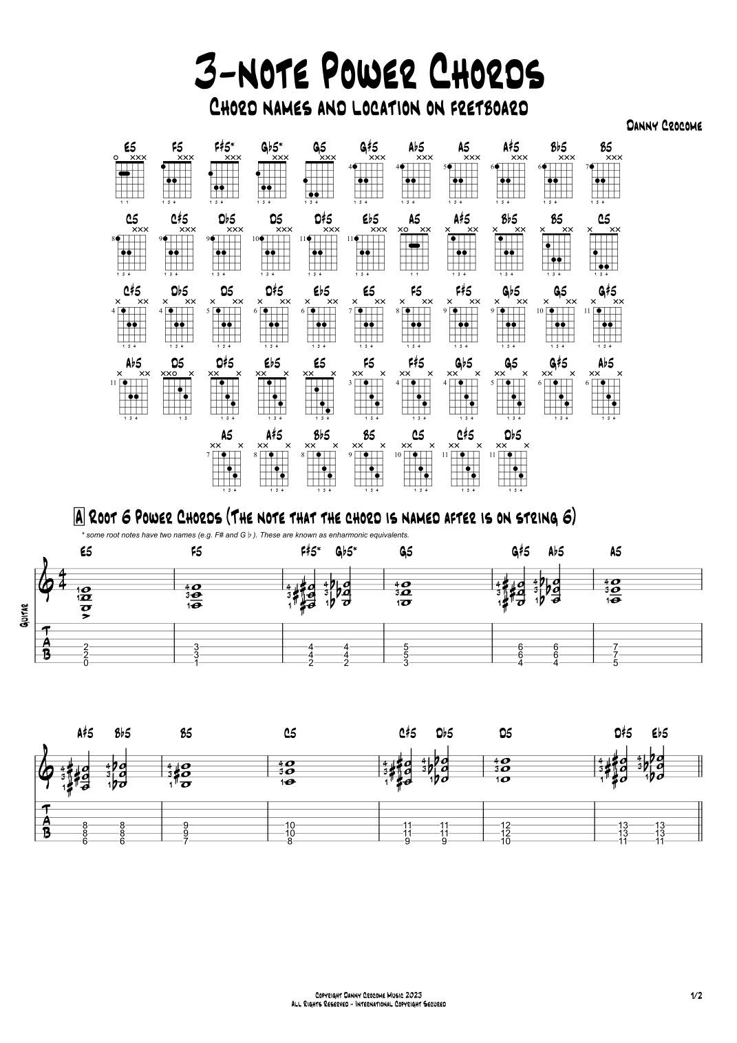 3 Note Power Chords Chord Names And Location On Fretboard By Traditional Sheet Music For Guitar Tab At Sheet Music Direct 3 Note Power Chords Chord Names And Location On Fretboard By Traditional Sheet Music For Guitar Tab At Sheet Music Direct