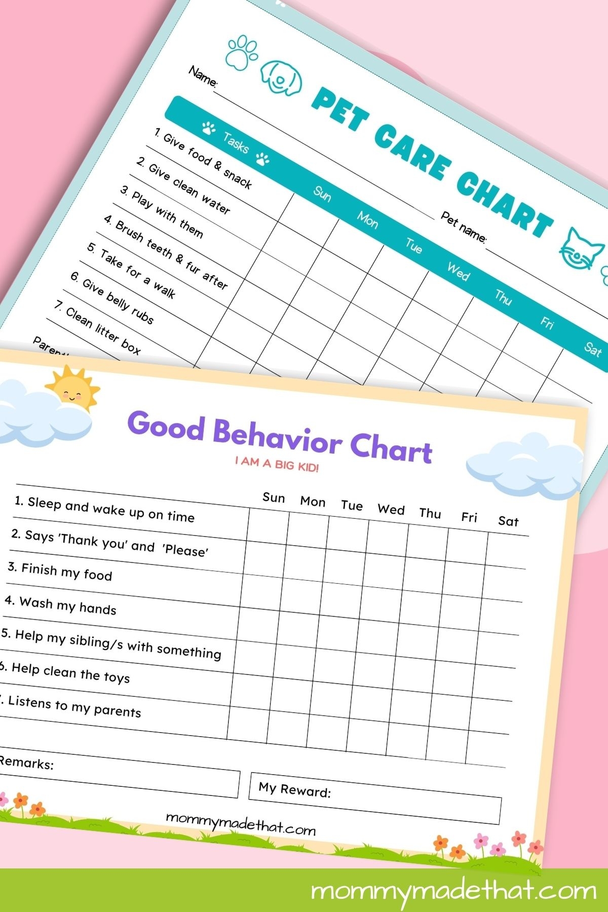 Free Printable Pet Chore Chart Free Printable Pet Chore Chart