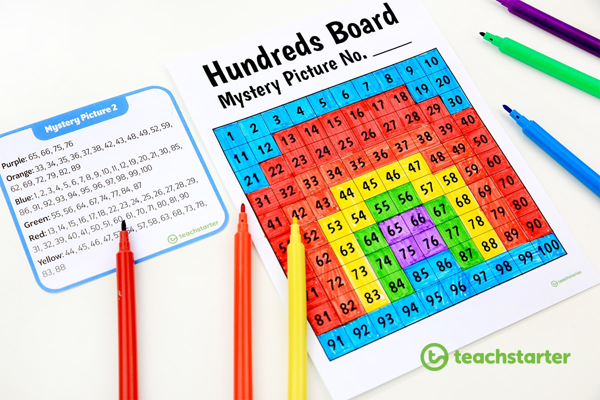 32 Awesome PRINTABLE Hundreds Board Mystery Picture Task Cards Teach Starter