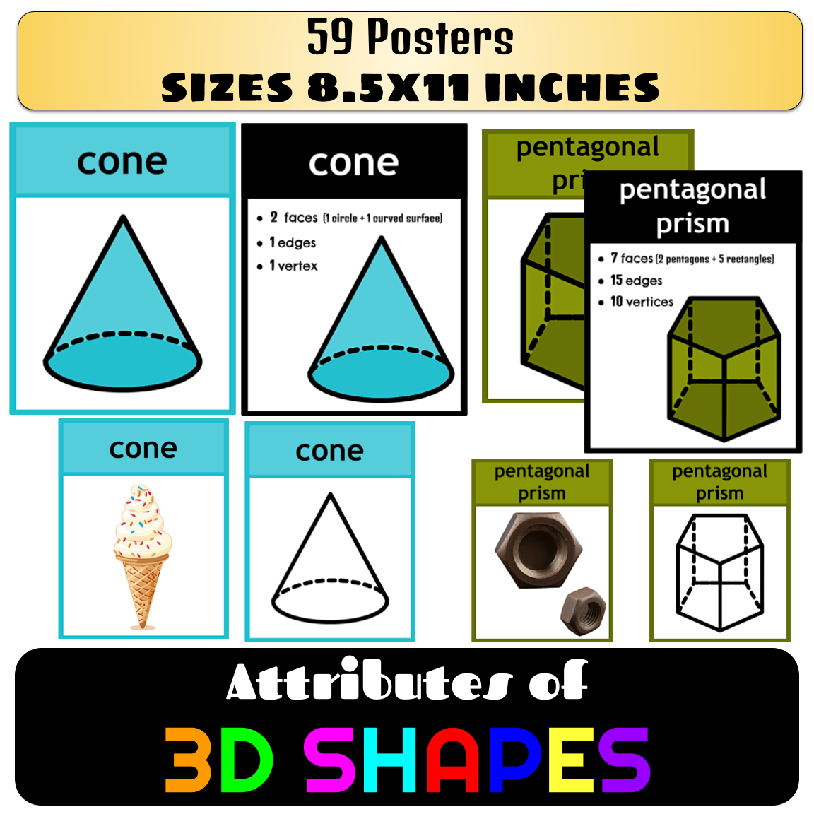 3D Shapes Anchor Chart Faces Edges Vertices Posters For Classroom Made By Teachers