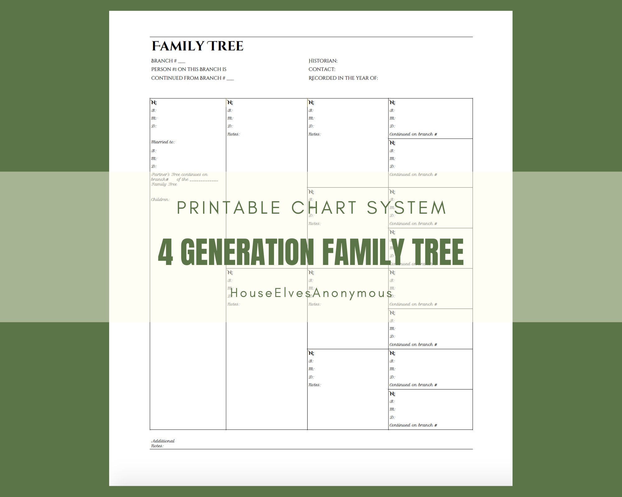 4 Generation Family Tree Chart One Sheet House Elves Anonymous 4 Generation Family Tree Chart One Sheet House Elves Anonymous