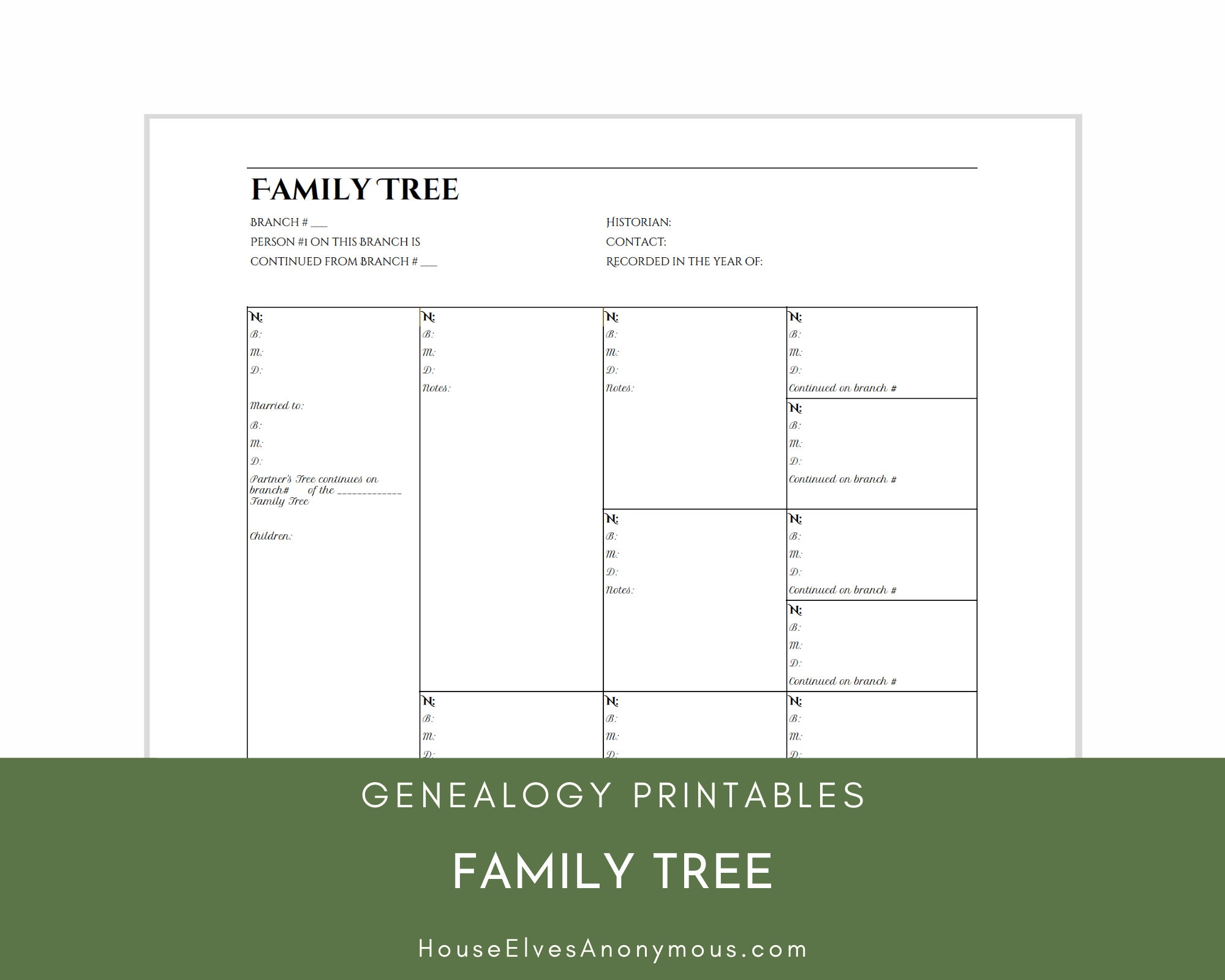 4 Generation Family Tree Chart One Sheet House Elves Anonymous