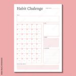 40 Day Habit Challenge Planner Daily Tracker Grid Template Vector In Minimalist Outline Style Stock Vector Adobe Stock