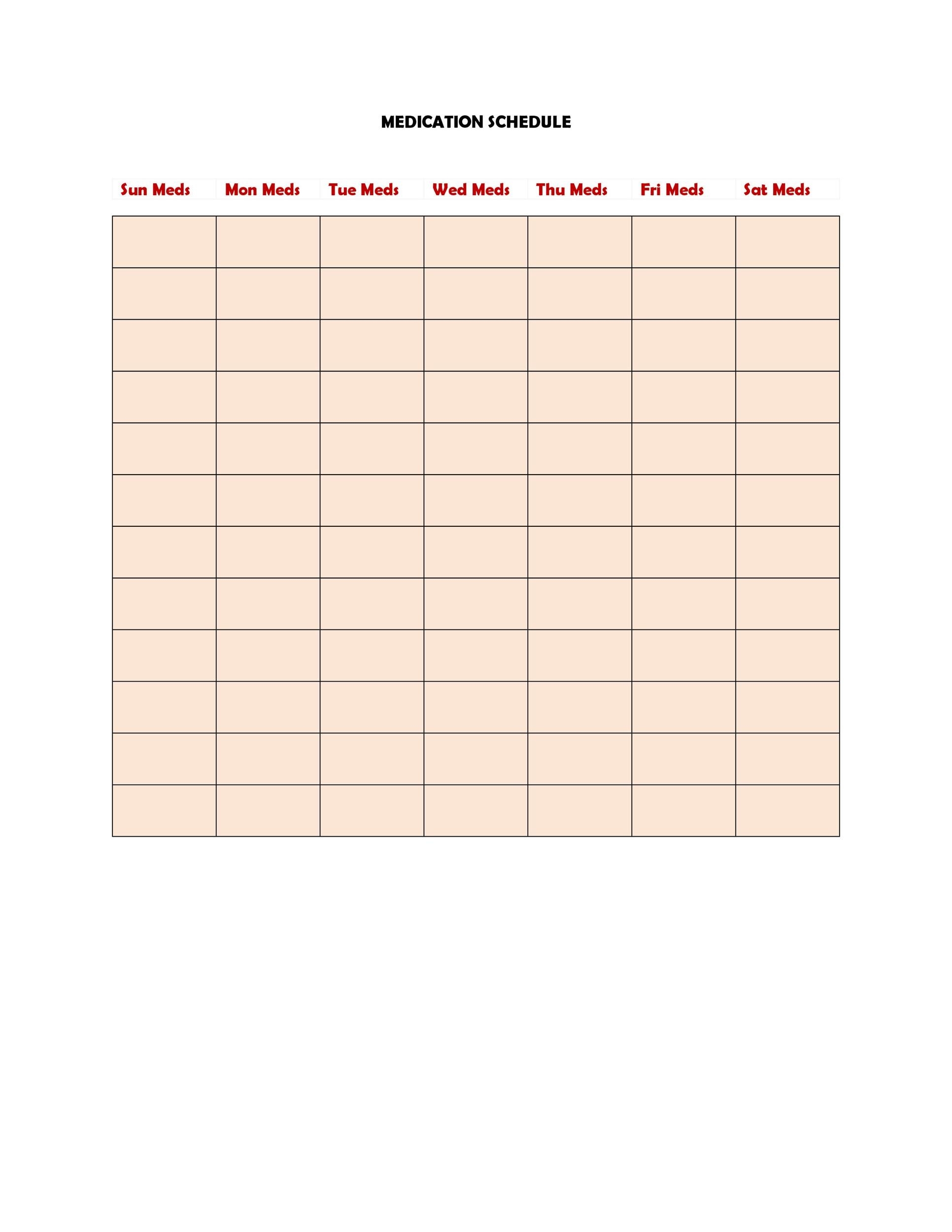 Printable Medicine Chart Template