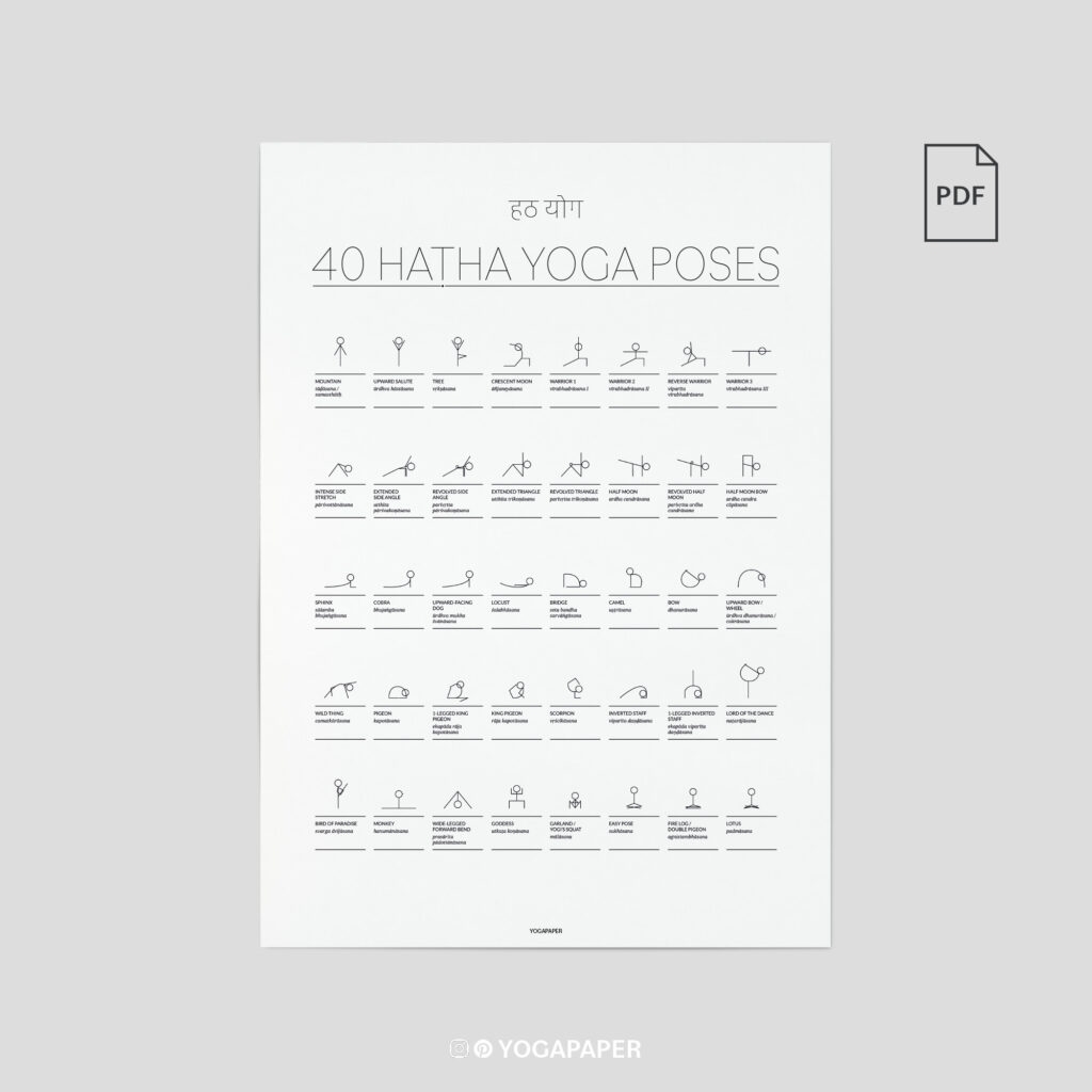 40 Hatha Yoga Poses Yoga Paper