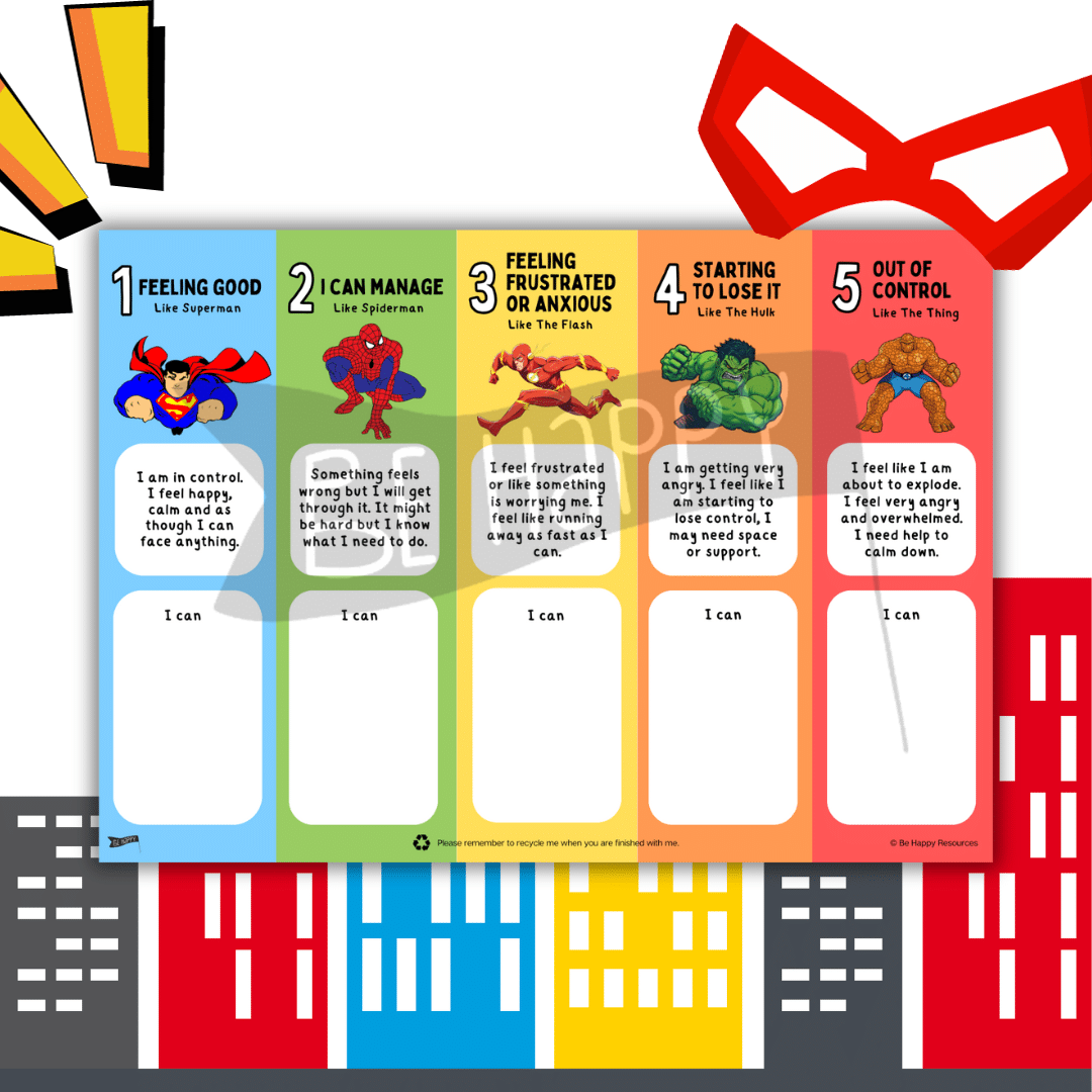 5 Point Superhero Scale Be Happy Resources