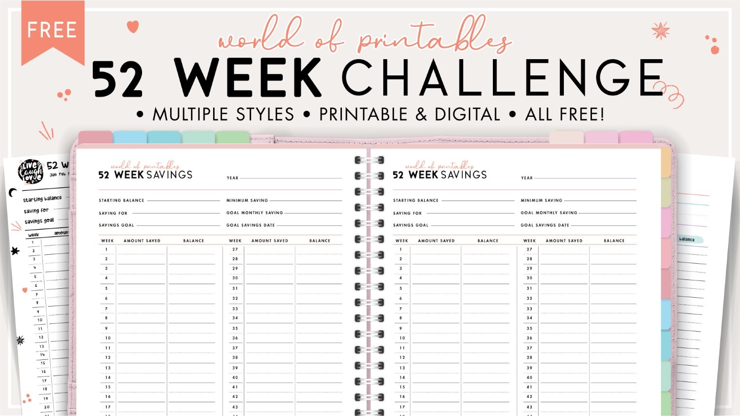 52 Week Money Challenge Printable Chart