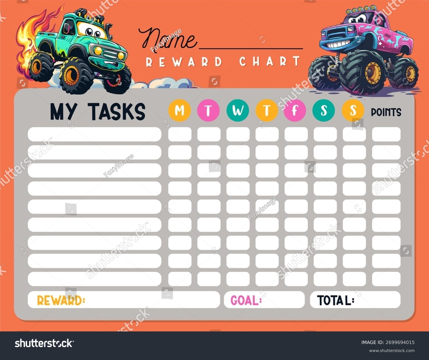 Free Printable Monster Truck Reward Chart