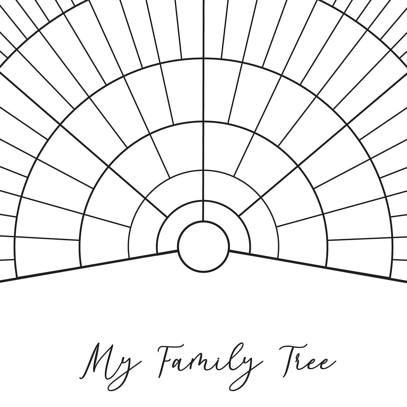 7 Generation Genealogy Fan Chart Family Tree Template digital Download Etsy