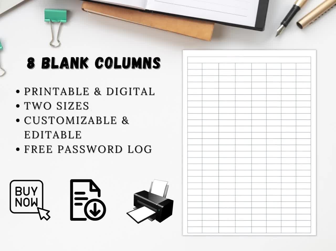 8 Blank Columns Chart Text Input Print And Write Printable Digital Download Blank Column Template Printable Columns Columns W Title PDF 8 Blank Columns Chart Text Input Print And Write Printable Digital Download Blank Column Template Printable Columns Columns W Title PDF