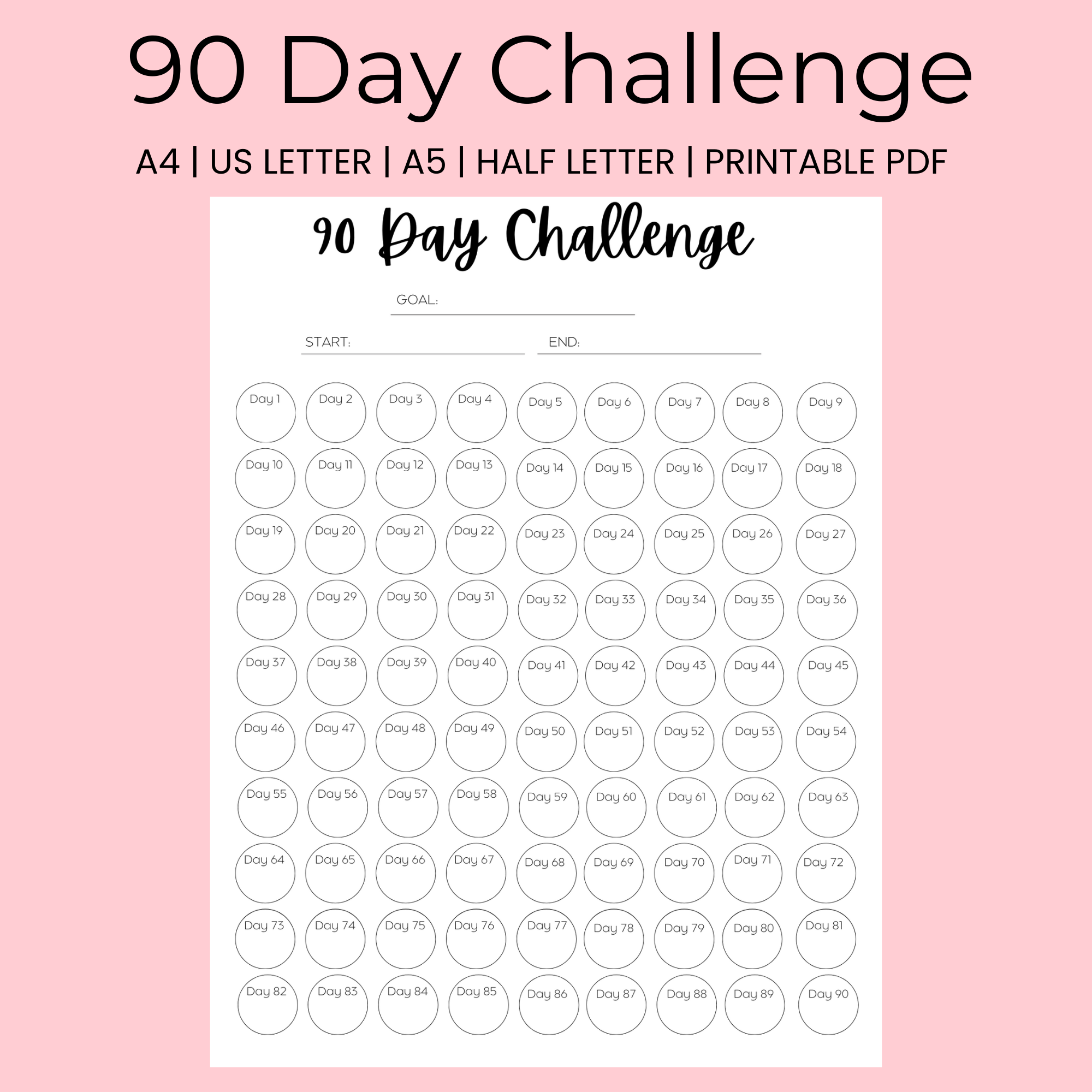 90 Days Challenge Chart Printable