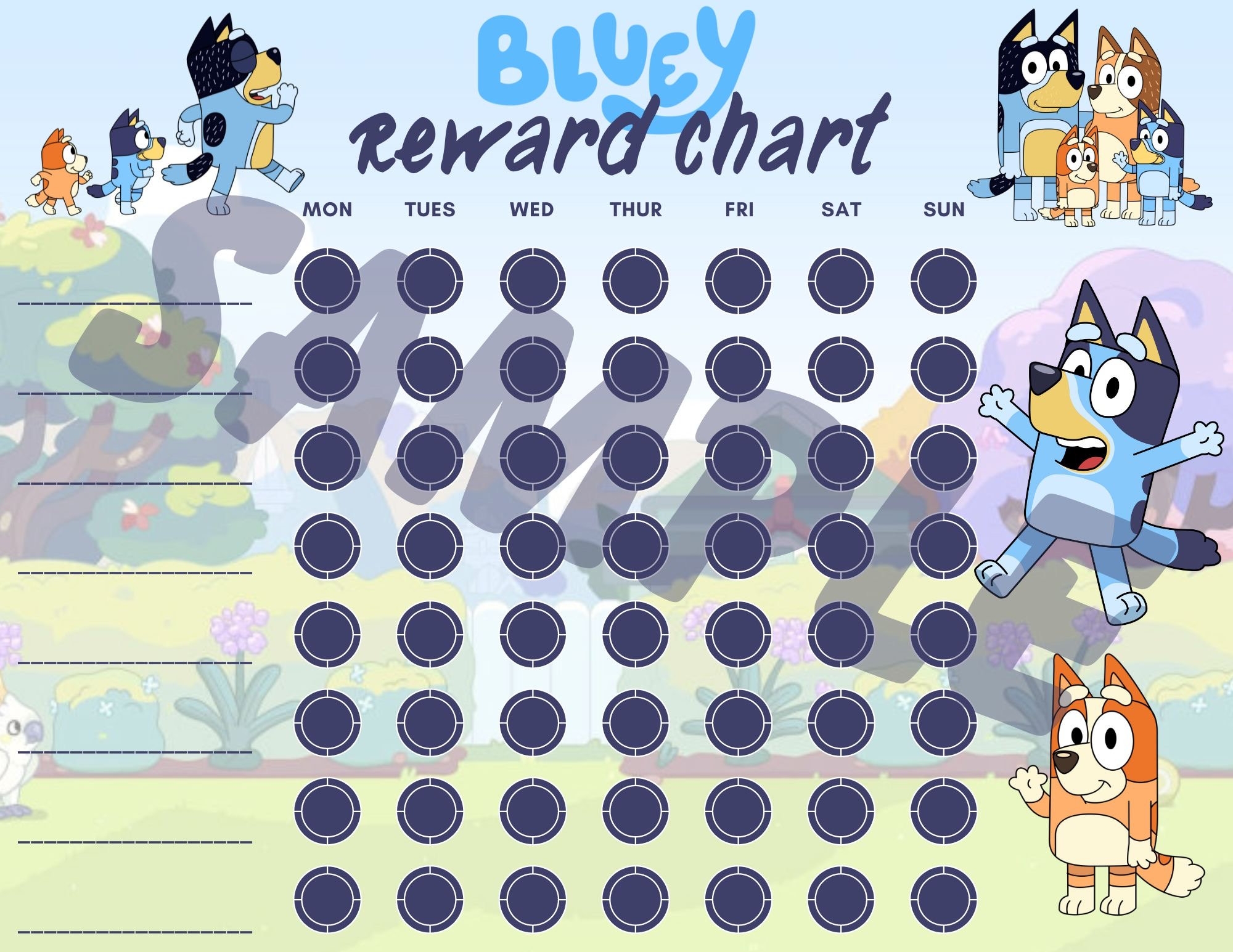 A4 Bluey Potty Chart Bluey Reward Chart Toilet Training Potty Training Sticker Chart Etsy