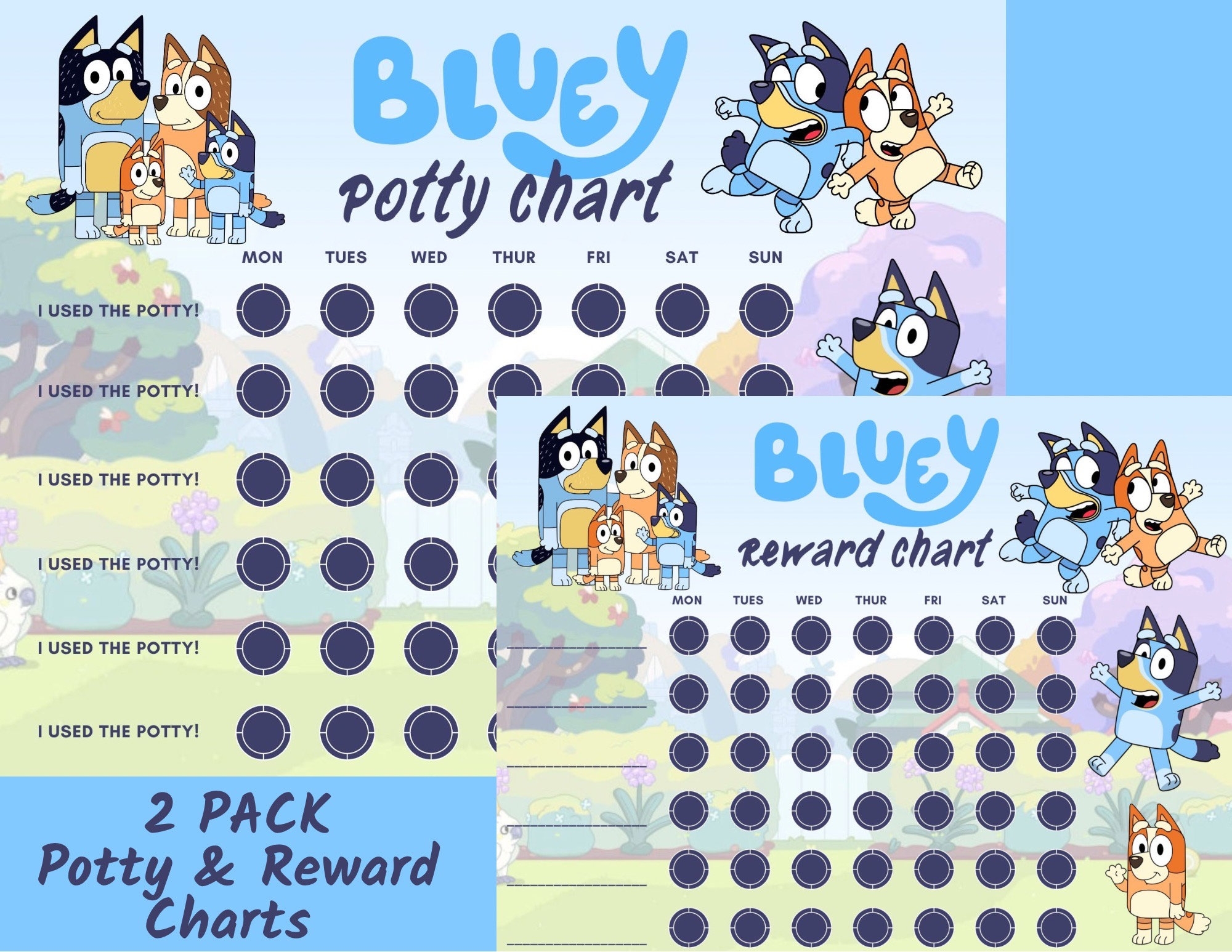 A4 Bluey Potty Chart Bluey Reward Chart Toilet Training Potty Training Sticker Chart Etsy