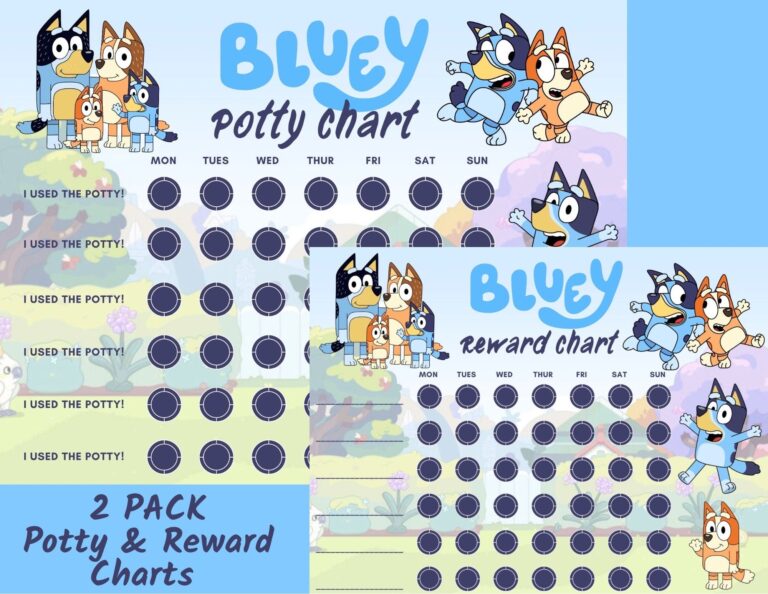 A4 Bluey Potty Chart Bluey Reward Chart Toilet Training Potty Training Sticker Chart Etsy