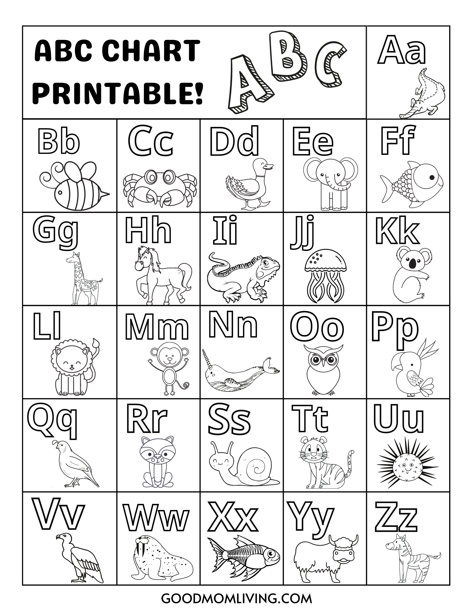 Free Printable Blank Abc Chart