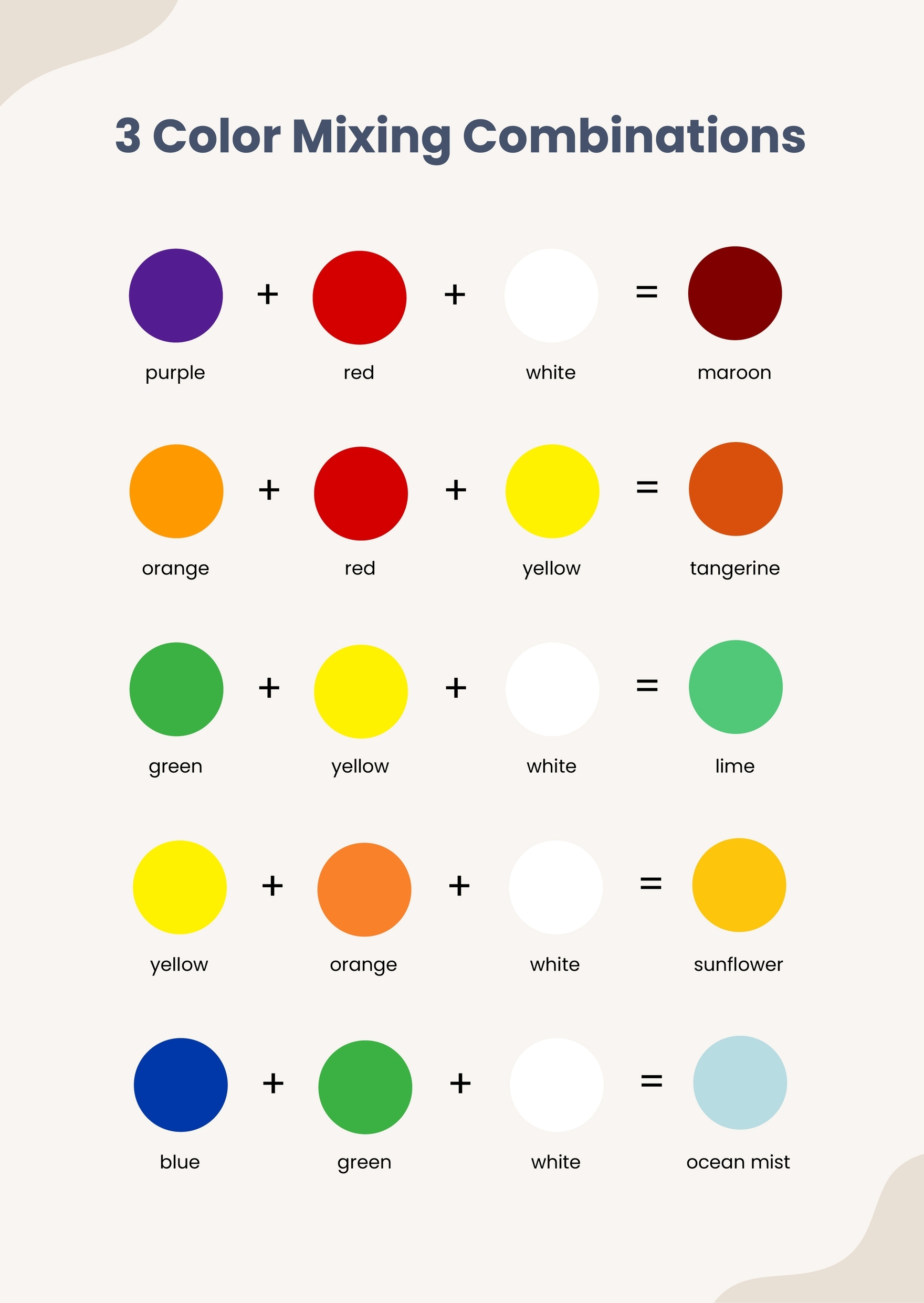 Acrylic Color Mixing Chart In Illustrator PDF Download Template
