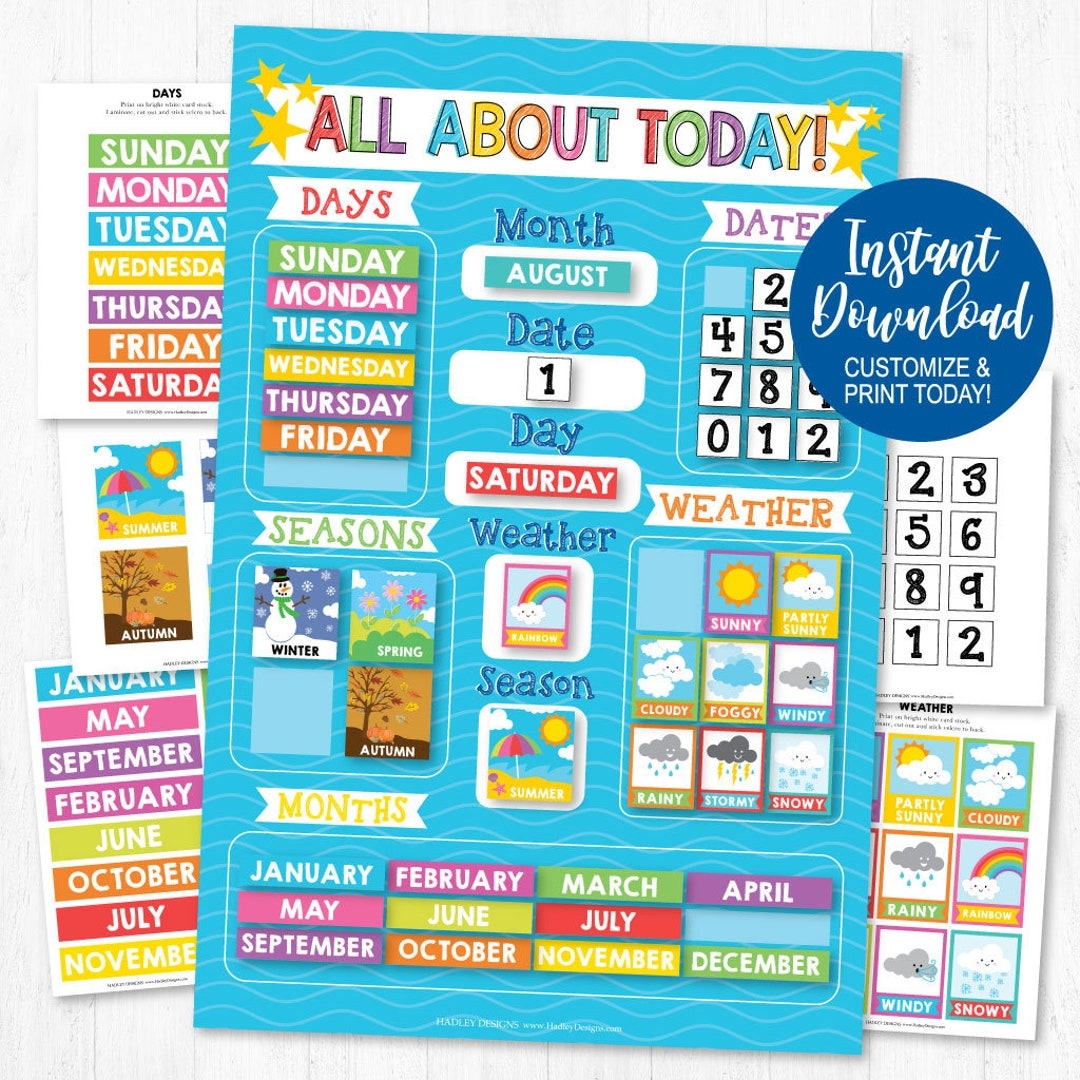 All About Today Printable Circle Time Learning Center Template Focus Morning Board For First Graders Homeschool Preschool Activities Etsy Israel