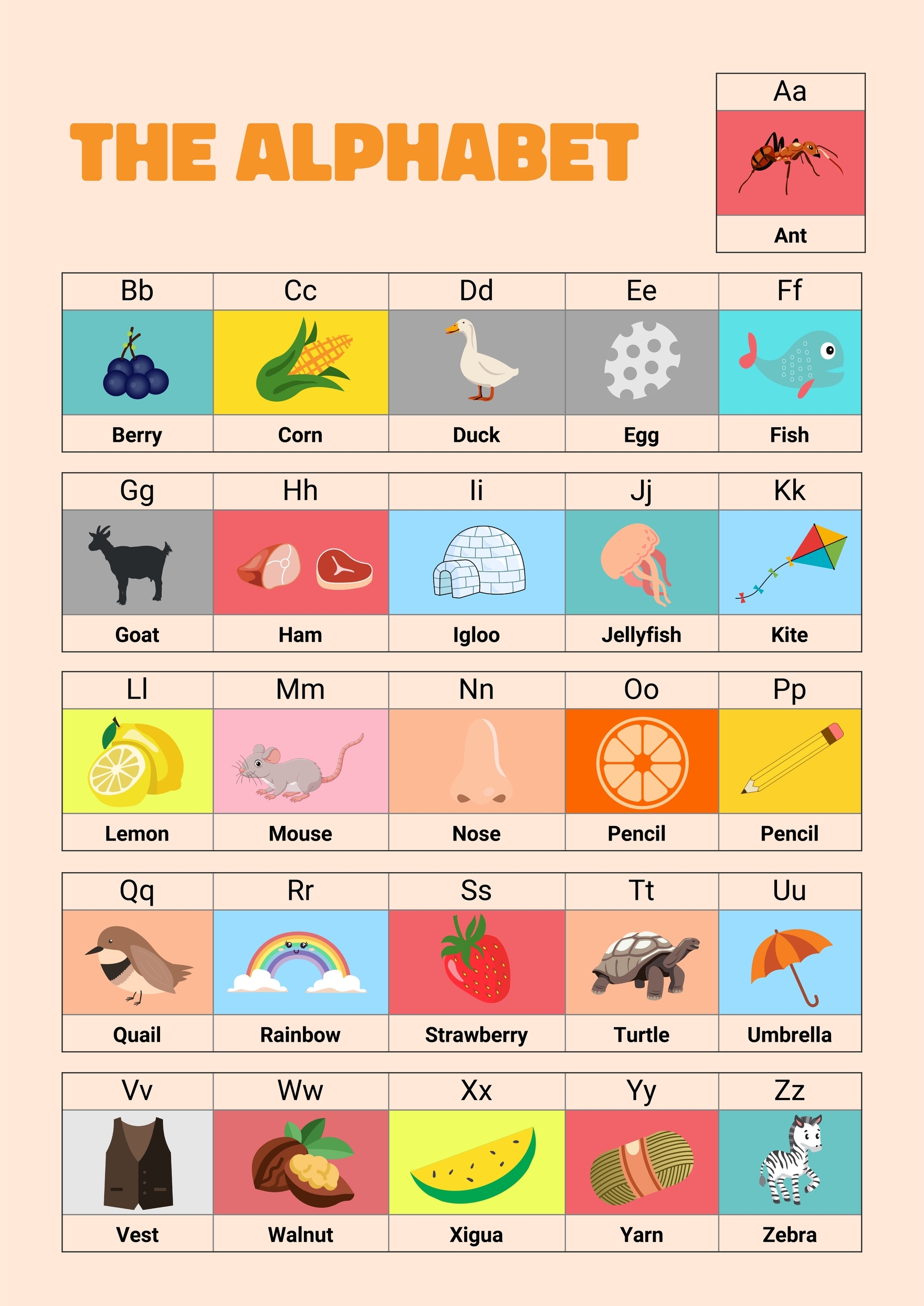 Alphabet Chart For Children s In Illustrator PDF Download Template
