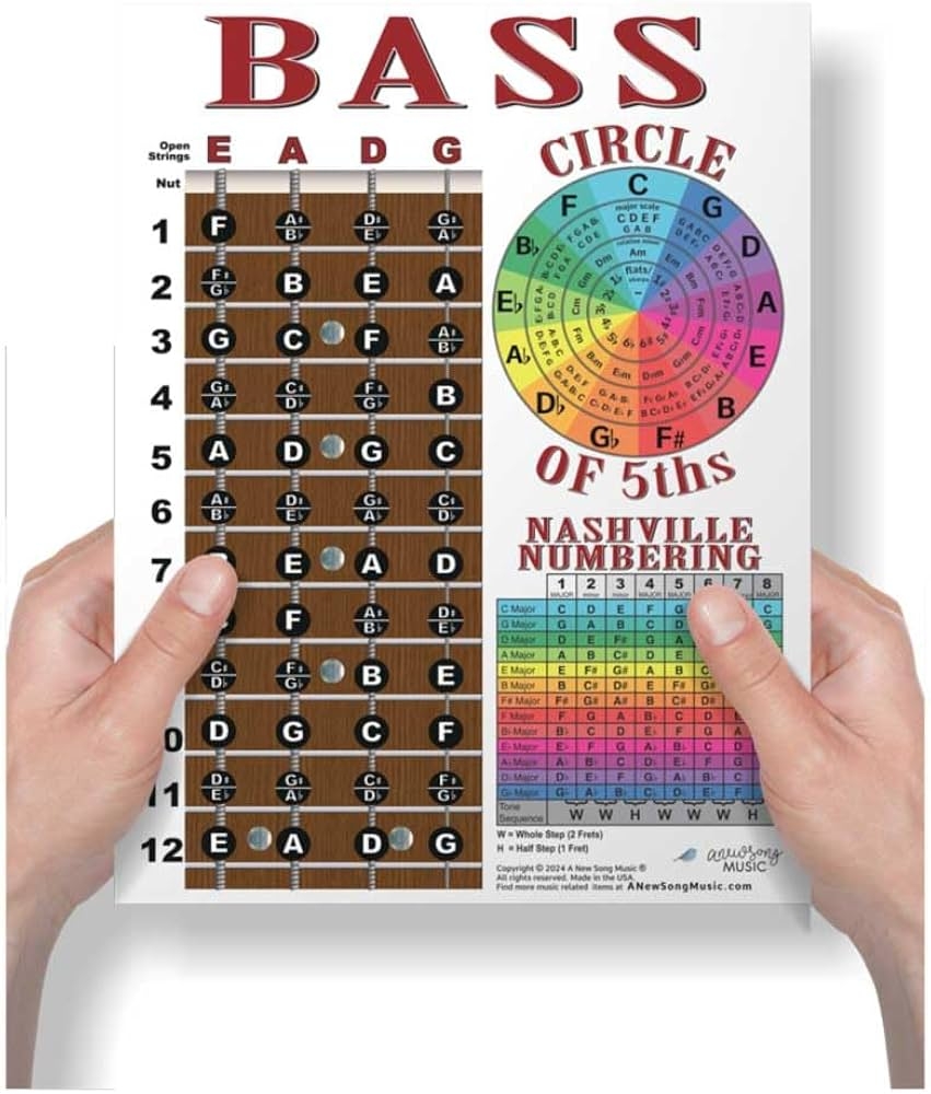Amazon A New Song Music Laminated 4 String Bass Fretboard Notes Chart Nashville Number System Circle Of 5ths Easy Instructional Poster For Beginner For Notebook 8 5 X 11 Amazon A New Song Music Laminated 4 String Bass Fretboard Notes Chart Nashville Number System Circle Of 5ths Easy Instructional Poster For Beginner For Notebook 8 5 X 11