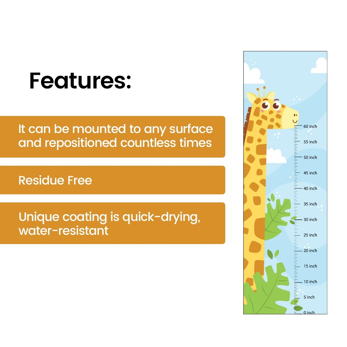 Amazon Animal Kids Height Measurement Chart Giraffe Wall Decal Sticker Nursery Wall Art Sticker Kids Room Growth Chart Wall Mural For Boys Girls Baby